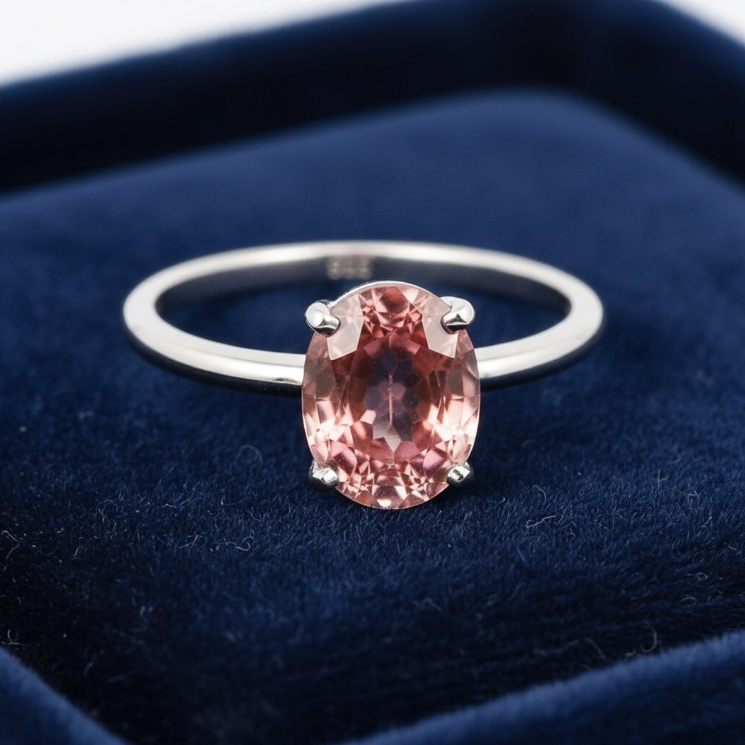 Anillo Plata 925 con Turmalina Rosa 0.59ct, joyería mexicana Gold Shield - PREVENTA