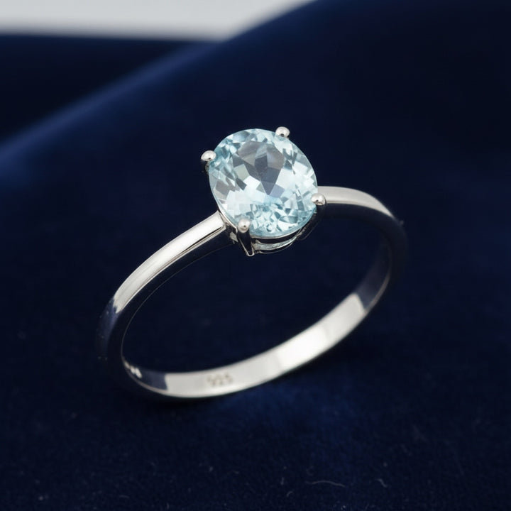 Anillo Plata 925 con Topacio Azul Azul cielo 3.21ct, joyería mexicana Gold Shield - PREVENTA