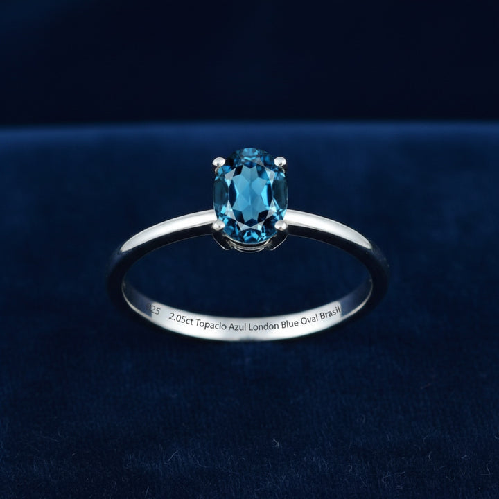 Anillo Plata 925 con Topacio Azul London Blue 2.05ct, joyería mexicana Gold Shield - PREVENTA