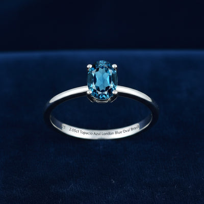 Anillo Plata 925 con Topacio Azul London Blue 2.05ct, joyería mexicana Gold Shield - PREVENTA