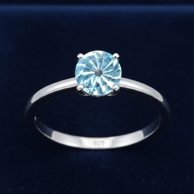 Anillo Plata 925 con Topacio Azul Azul cielo 4.29ct, joyería mexicana Gold Shield - PREVENTA