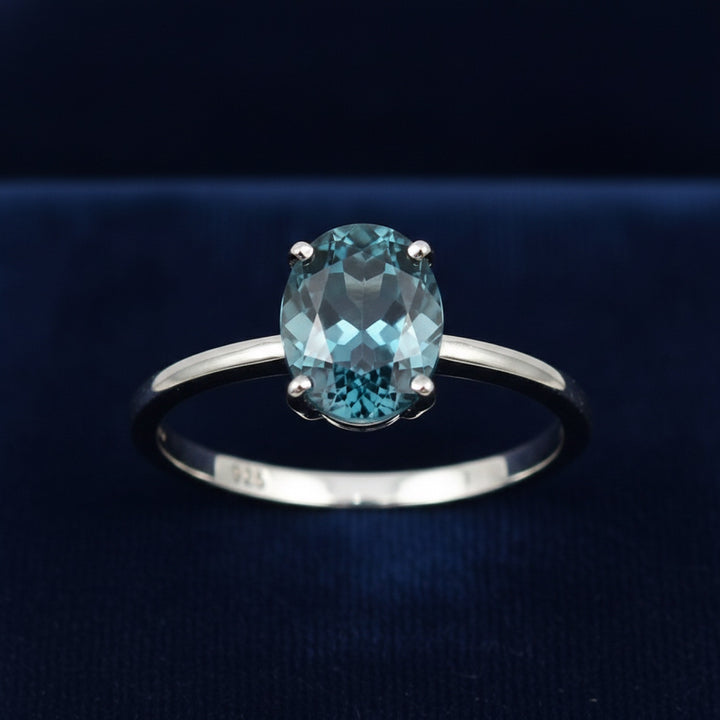 Anillo Plata 925 con Topacio Azul London Blue 3.01ct, joyería mexicana Gold Shield - PREVENTA