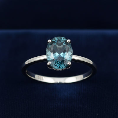 Anillo Plata 925 con Topacio Azul London Blue 3.01ct, joyería mexicana Gold Shield - PREVENTA