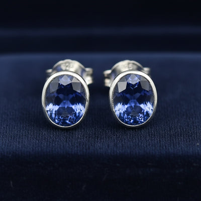 Aretes Plata 925 con Par de Zafiros Azules Naturales Ceylon Sri La, joyería mexicana Gold Shield