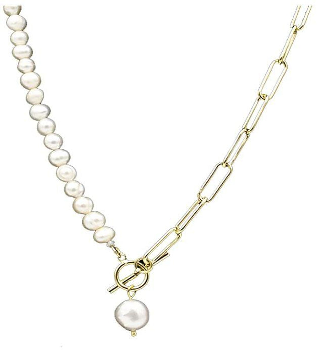 Collar para Mujer de Acero Inoxidable Perlas de Fantasía - GOLD SHIELD