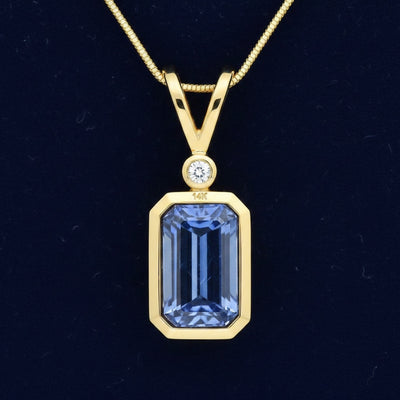 Dije Oro 14k con Tanzanita Natural Tanzania 1.27ct Corte Octag, joyería mexicana Gold Shield