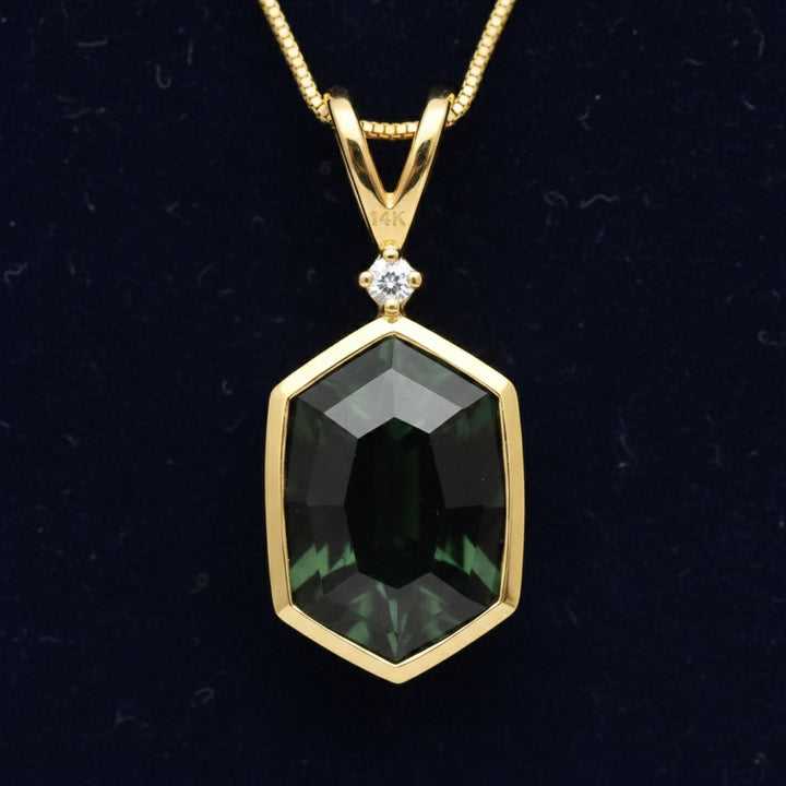 Dije Oro 14k con Turmalina Cromo Sin Tratar Tanzania 1.38ct - , joyería mexicana Gold Shield