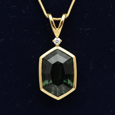 Dije Oro 14k con Turmalina Cromo Sin Tratar Tanzania 1.38ct - , joyería mexicana Gold Shield