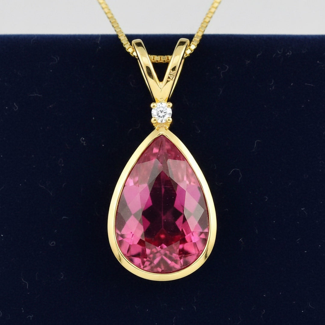 Dije Oro 14k con Turmalina Rosa Sin Tratar Mozambique 1.59ct -, joyería mexicana Gold Shield