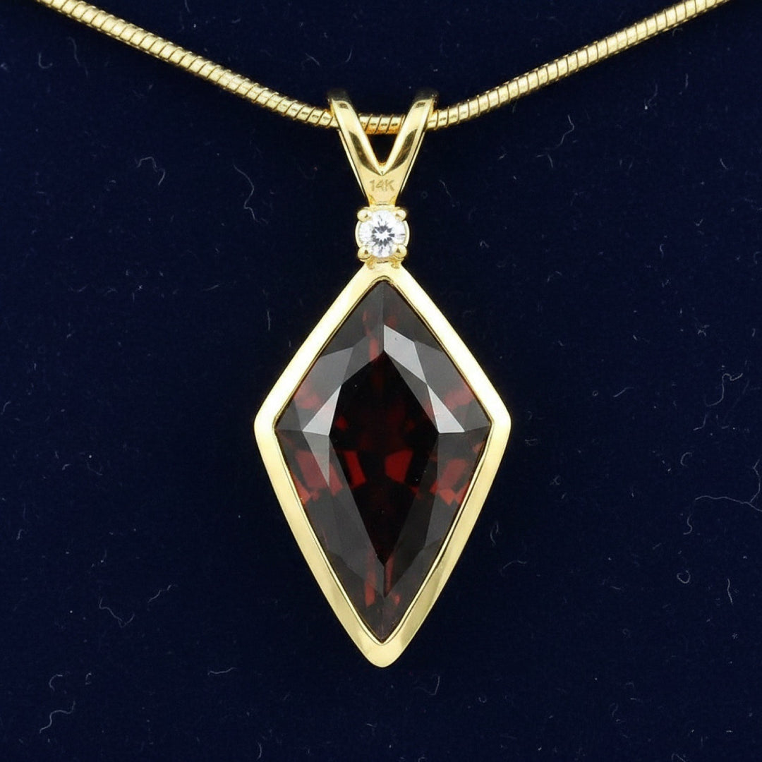 Dije Oro 14k con Granate Spessartita Sin Tratar Nigeria 9.38ct, joyería mexicana Gold Shield