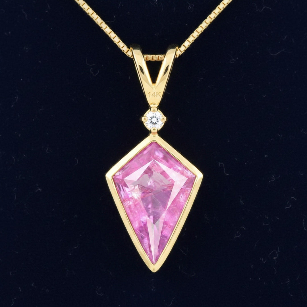 Dije Oro 14k con Zafiro Rosa Sin Tratar Tanzania 0.72ct - Piez, joyería mexicana Gold Shield