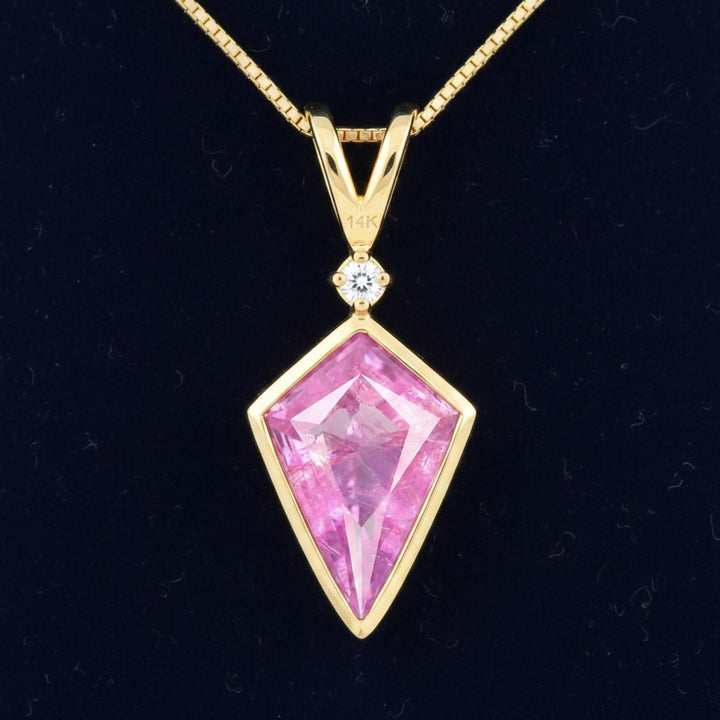 Dije Oro 14k con Zafiro Rosa Sin Tratar Tanzania 0.72ct - Piez, joyería mexicana Gold Shield