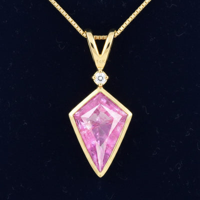 Dije Oro 14k con Zafiro Rosa Sin Tratar Tanzania 0.72ct - Piez, joyería mexicana Gold Shield