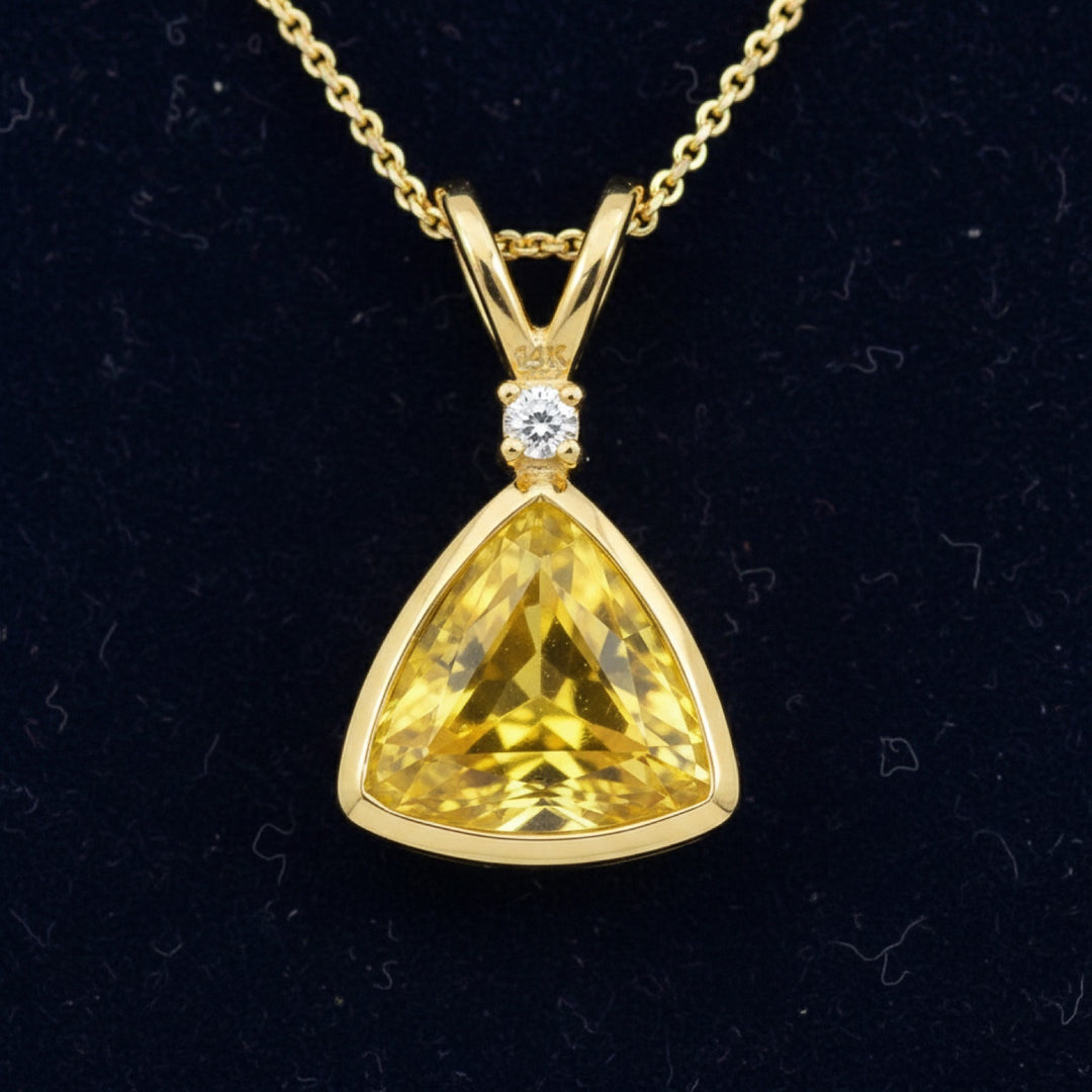 Dije Oro 14k con Zafiro Amarillo 0.9ct, joyería mexicana Gold Shield - PREVENTA