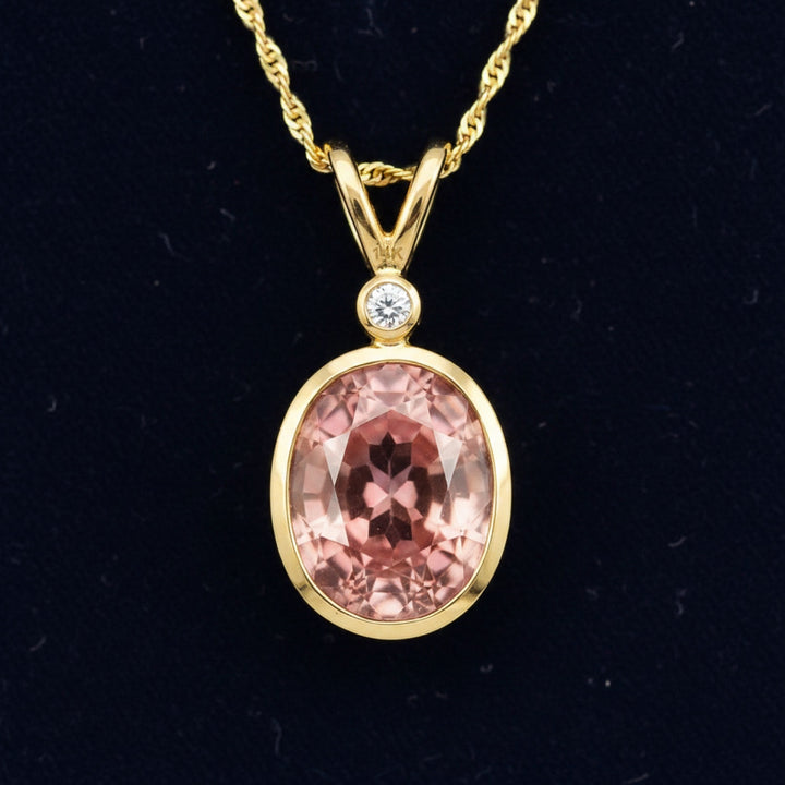 Dije Oro 14k con Turmalina Rosa 0.59ct, joyería mexicana Gold Shield - PREVENTA