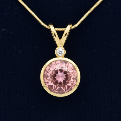 Dije Oro 14k con Turmalina Rosa Rosa anaranjado 0.87ct, joyería mexicana Gold Shield - PREVENTA