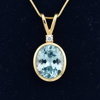 Dije Oro 14k con Topacio Azul Azul cielo 3.21ct, joyería mexicana Gold Shield - PREVENTA