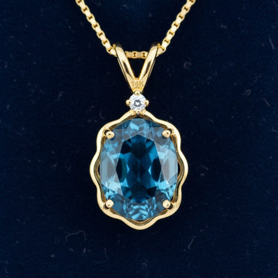 Dije Oro 14k con Topacio Azul London Blue 2.05ct, joyería mexicana Gold Shield - PREVENTA
