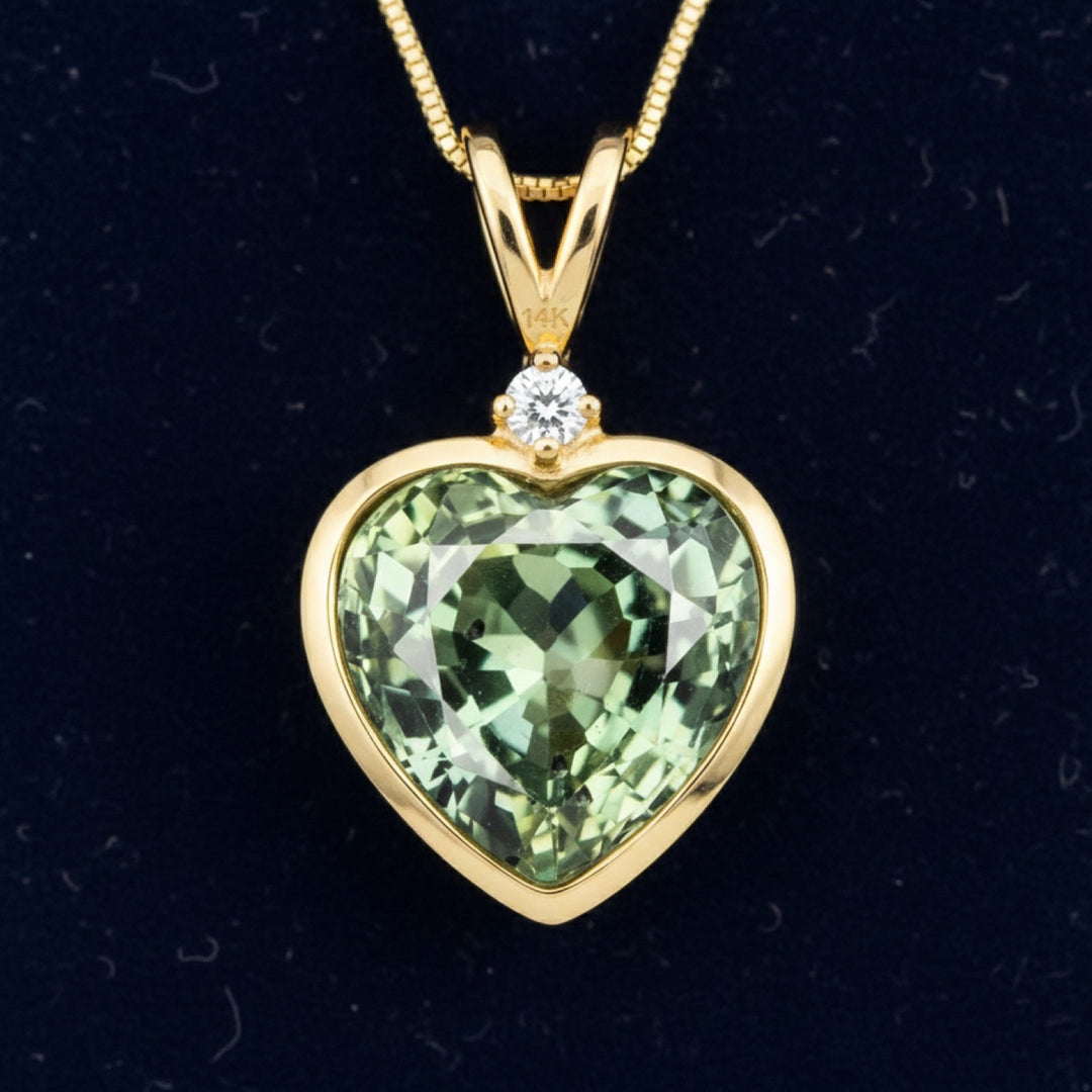 Dije Oro 14k con Zafiro Verde 0.6ct, joyería mexicana Gold Shield - PREVENTA