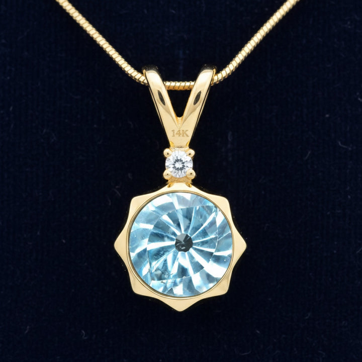 Dije Oro 14k con Topacio Azul Azul cielo 4.29ct, joyería mexicana Gold Shield - PREVENTA