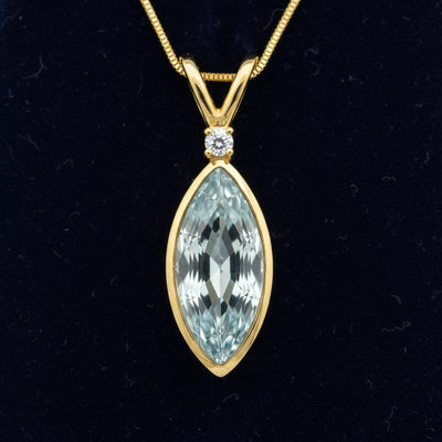 Dije Oro 14k con Aguamarina Azul 3.92ct, joyería mexicana Gold Shield - PREVENTA