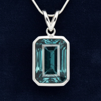 Dije Plata 925 con Turmalina Verde Azul Natural África 2.27ct Co, joyería mexicana Gold Shield