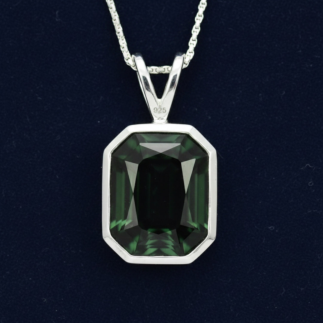 Dije Plata 925 con Turmalina Cromo Sin Tratar Tanzania 1.38ct - , joyería mexicana Gold Shield