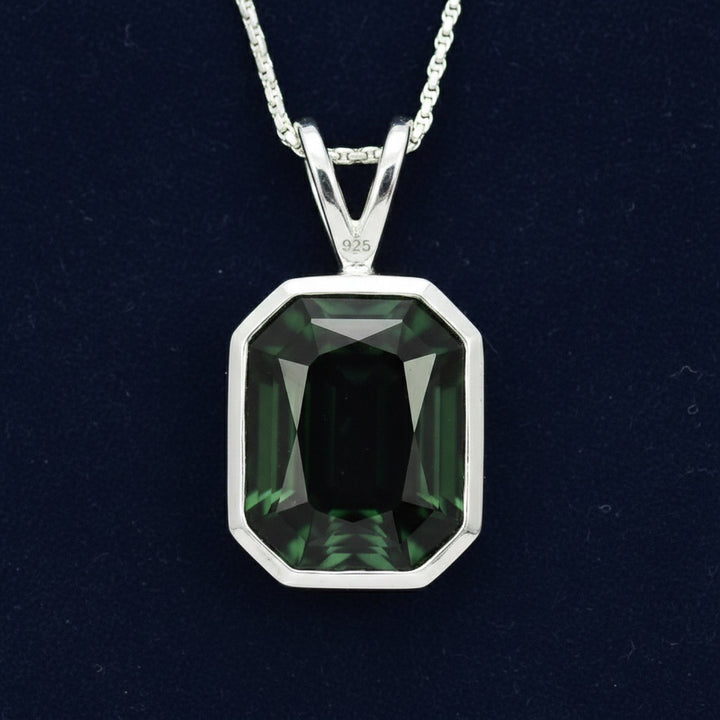 Dije Plata 925 con Turmalina Cromo Sin Tratar Tanzania 1.38ct - , joyería mexicana Gold Shield