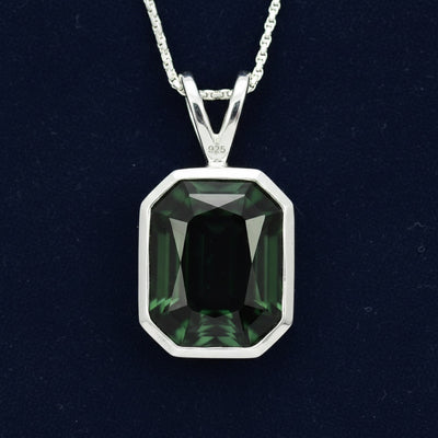 Dije Plata 925 con Turmalina Cromo Sin Tratar Tanzania 1.38ct - , joyería mexicana Gold Shield