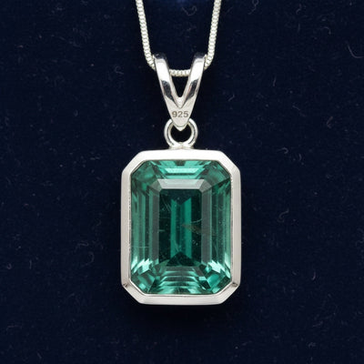 Dije Plata 925 con Apatita Neón Paraíba Natural 1.56ct Corte Oct, joyería mexicana Gold Shield