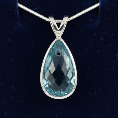 Dije Plata 925 con Zircon Azul Briolette Camboya 2.24ct - Pieza , joyería mexicana Gold Shield