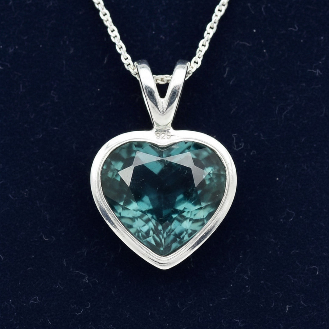 Dije Plata 925 con Zafiro Corazón Sin Tratar Madagascar 0.83ct -, joyería mexicana Gold Shield