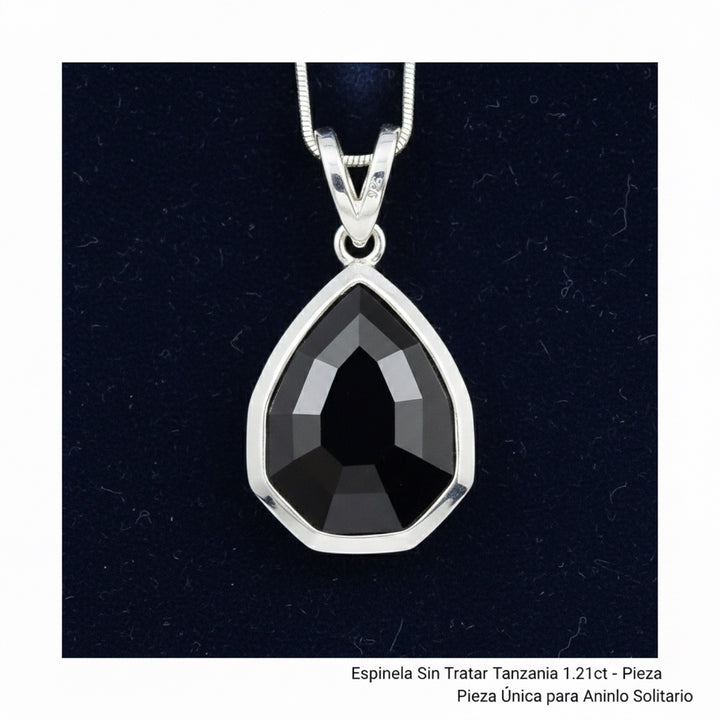Dije Plata 925 con Espinela Sin Tratar Tanzania 1.21ct - Pieza Ú, joyería mexicana Gold Shield
