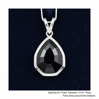 Dije Plata 925 con Espinela Sin Tratar Tanzania 1.21ct - Pieza Ú, joyería mexicana Gold Shield