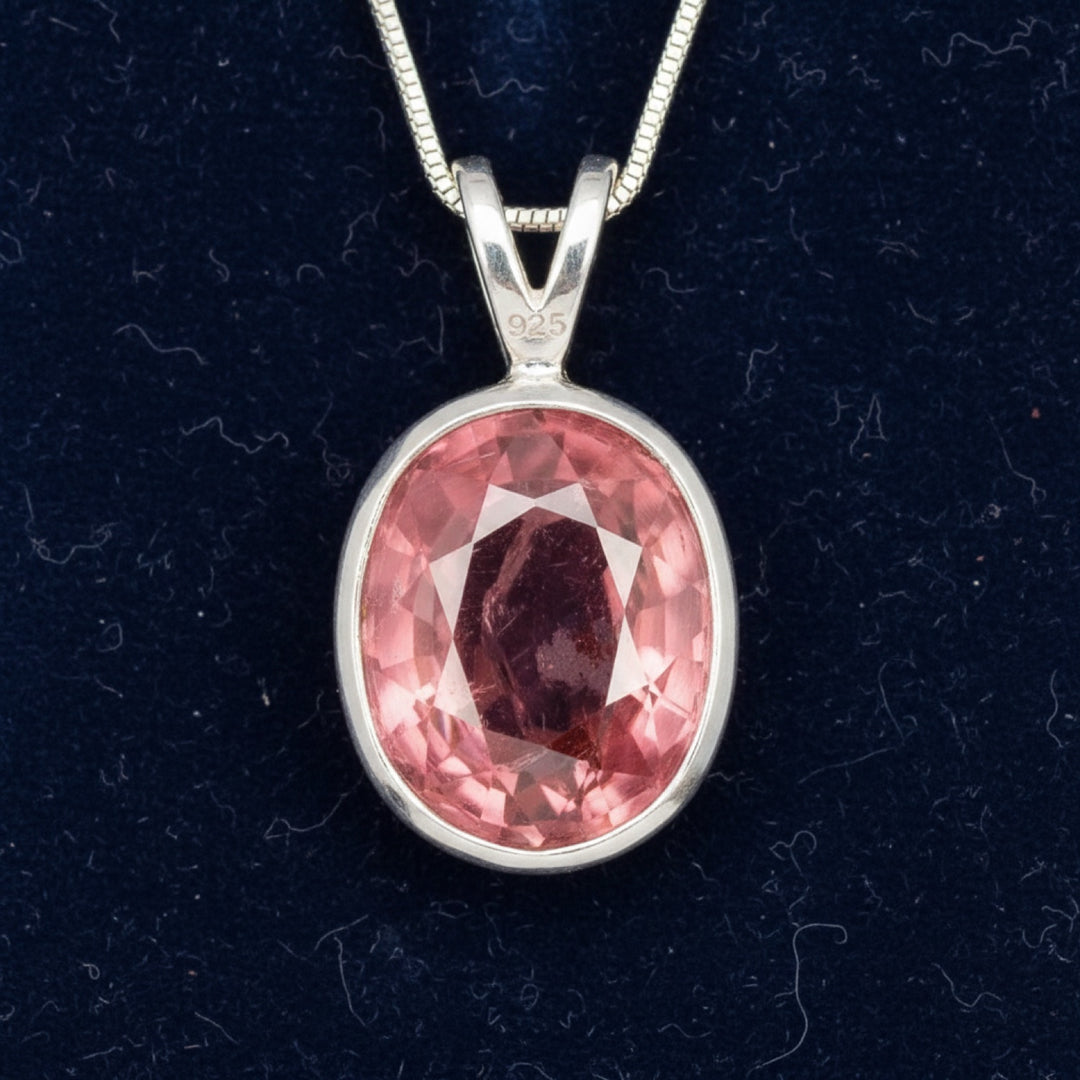 Dije Plata 925 con Turmalina Rosa Rosa anaranjado 1.78ct, joyería mexicana Gold Shield - PREVENTA