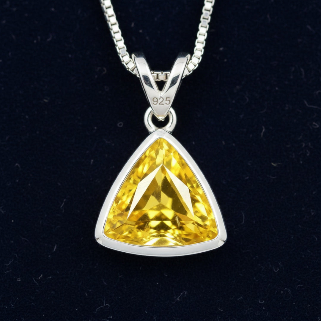 Dije Plata 925 con Zafiro Amarillo 0.9ct, joyería mexicana Gold Shield - PREVENTA