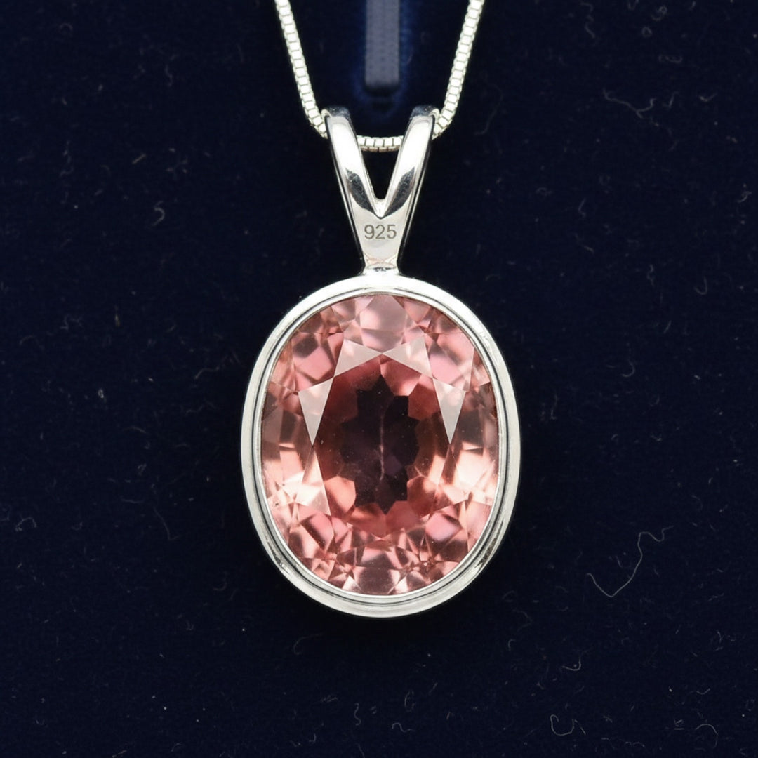 Dije Plata 925 con Turmalina Rosa 0.59ct, joyería mexicana Gold Shield - PREVENTA