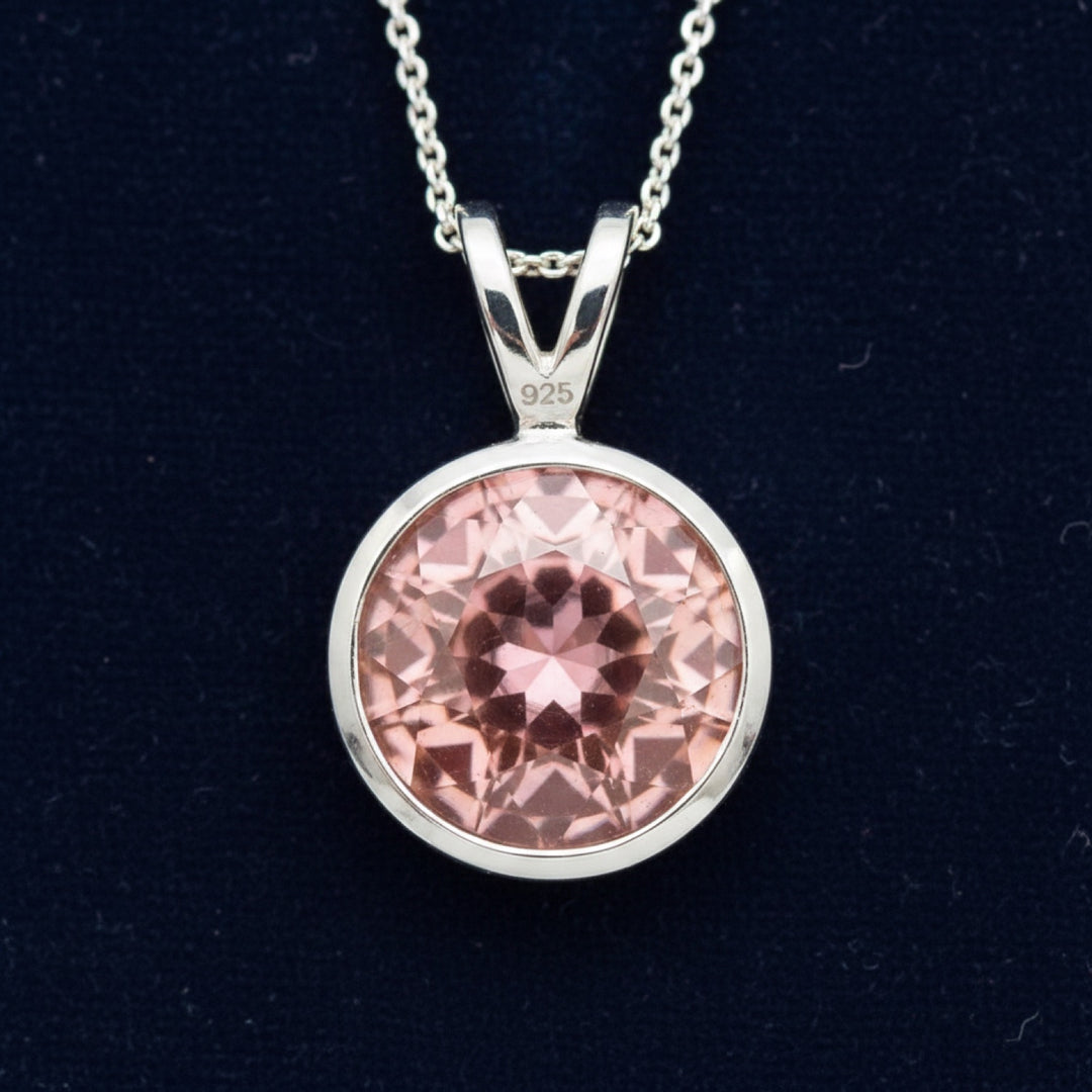 Dije Plata 925 con Turmalina Rosa Rosa anaranjado 0.87ct, joyería mexicana Gold Shield - PREVENTA