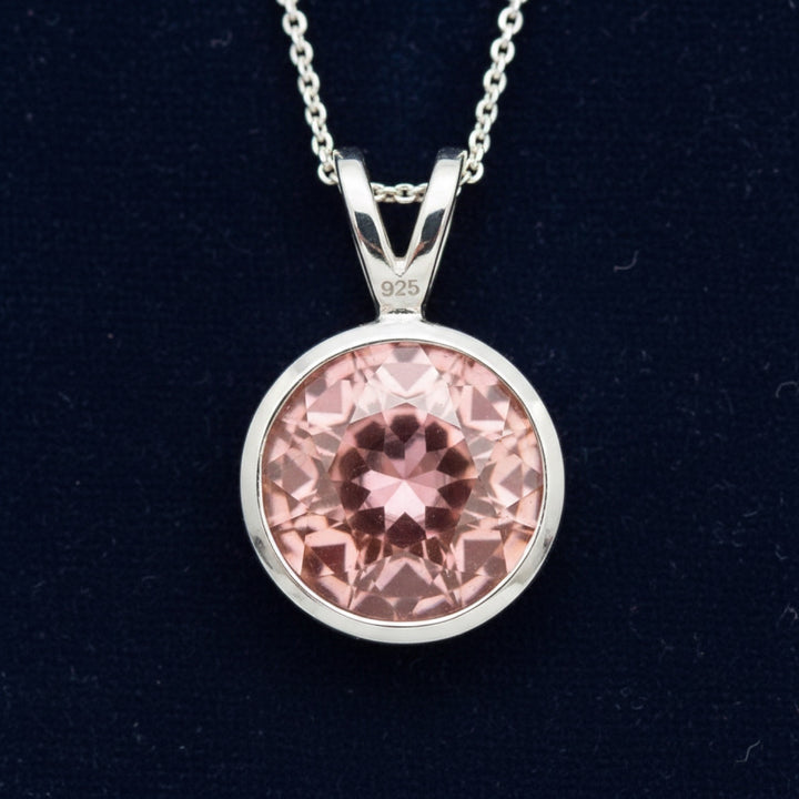 Dije Plata 925 con Turmalina Rosa Rosa anaranjado 0.87ct, joyería mexicana Gold Shield - PREVENTA