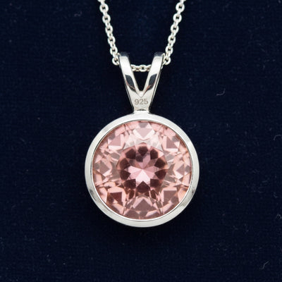 Dije Plata 925 con Turmalina Rosa Rosa anaranjado 0.87ct, joyería mexicana Gold Shield - PREVENTA