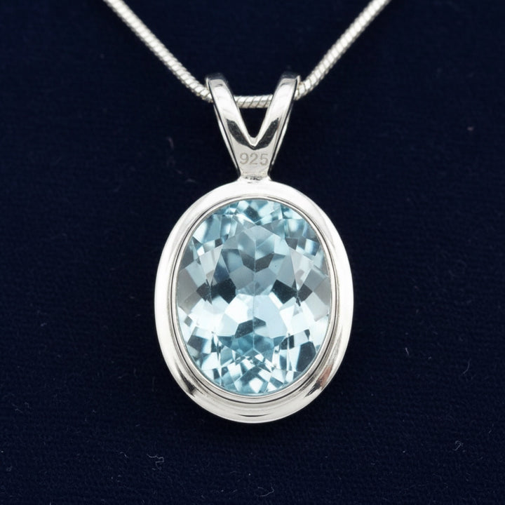 Dije Plata 925 con Topacio Azul Azul cielo 3.21ct, joyería mexicana Gold Shield - PREVENTA