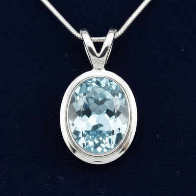 Dije Plata 925 con Topacio Azul Azul cielo 3.21ct, joyería mexicana Gold Shield - PREVENTA