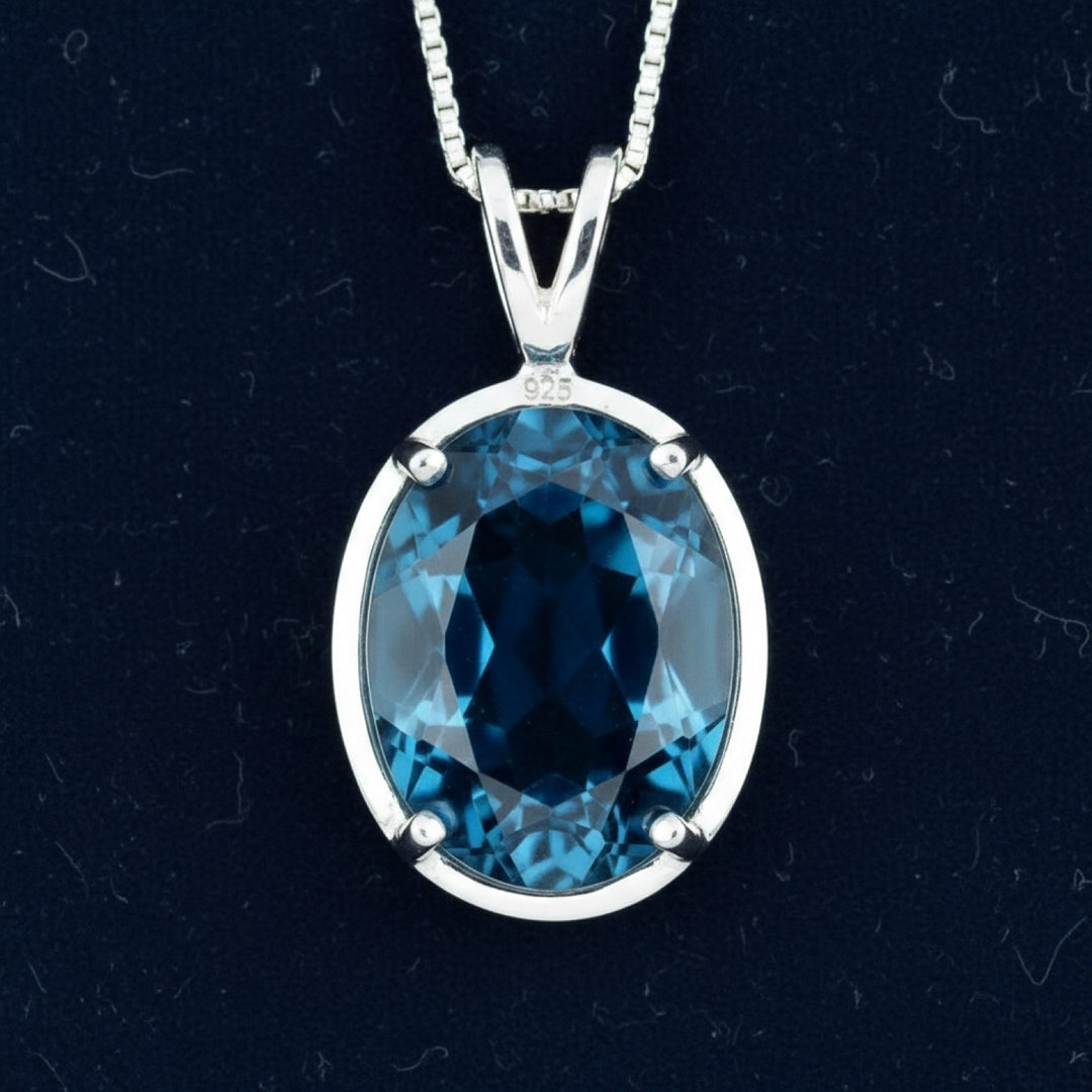 Dije Plata 925 con Topacio Azul London Blue 2.05ct, joyería mexicana Gold Shield - PREVENTA