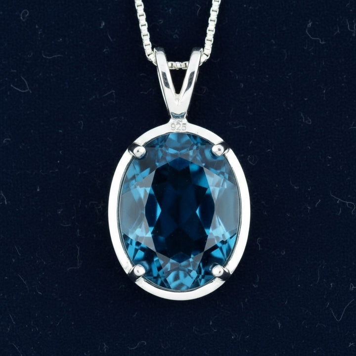 Dije Plata 925 con Topacio Azul London Blue 2.05ct, joyería mexicana Gold Shield - PREVENTA