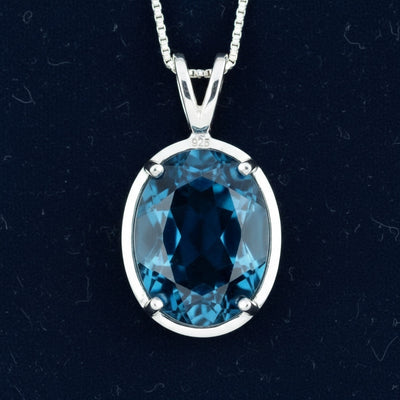 Dije Plata 925 con Topacio Azul London Blue 2.05ct, joyería mexicana Gold Shield - PREVENTA