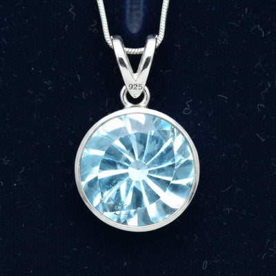 Dije Plata 925 con Topacio Azul Azul cielo 4.29ct, joyería mexicana Gold Shield - PREVENTA