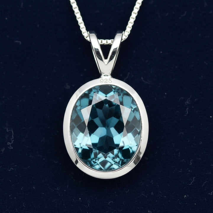 Dije Plata 925 con Topacio Azul London Blue 3.01ct, joyería mexicana Gold Shield - PREVENTA