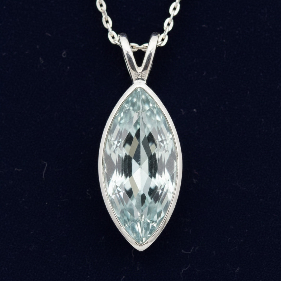 Dije Plata 925 con Aguamarina Azul 3.92ct, joyería mexicana Gold Shield - PREVENTA