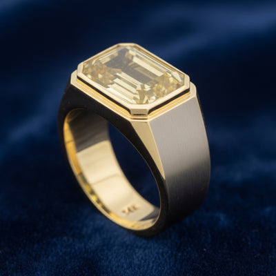 anillo de hombre de oro 14k con escapolita amarillo natural 1.74ct corte octagon de Tanzania, joyería mexicana Gold Shield
