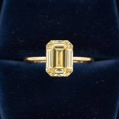 anillo de oro 14k con escapolita amarillo natural 1.74ct corte octagon de Tanzania, joyería mexicana Gold Shield